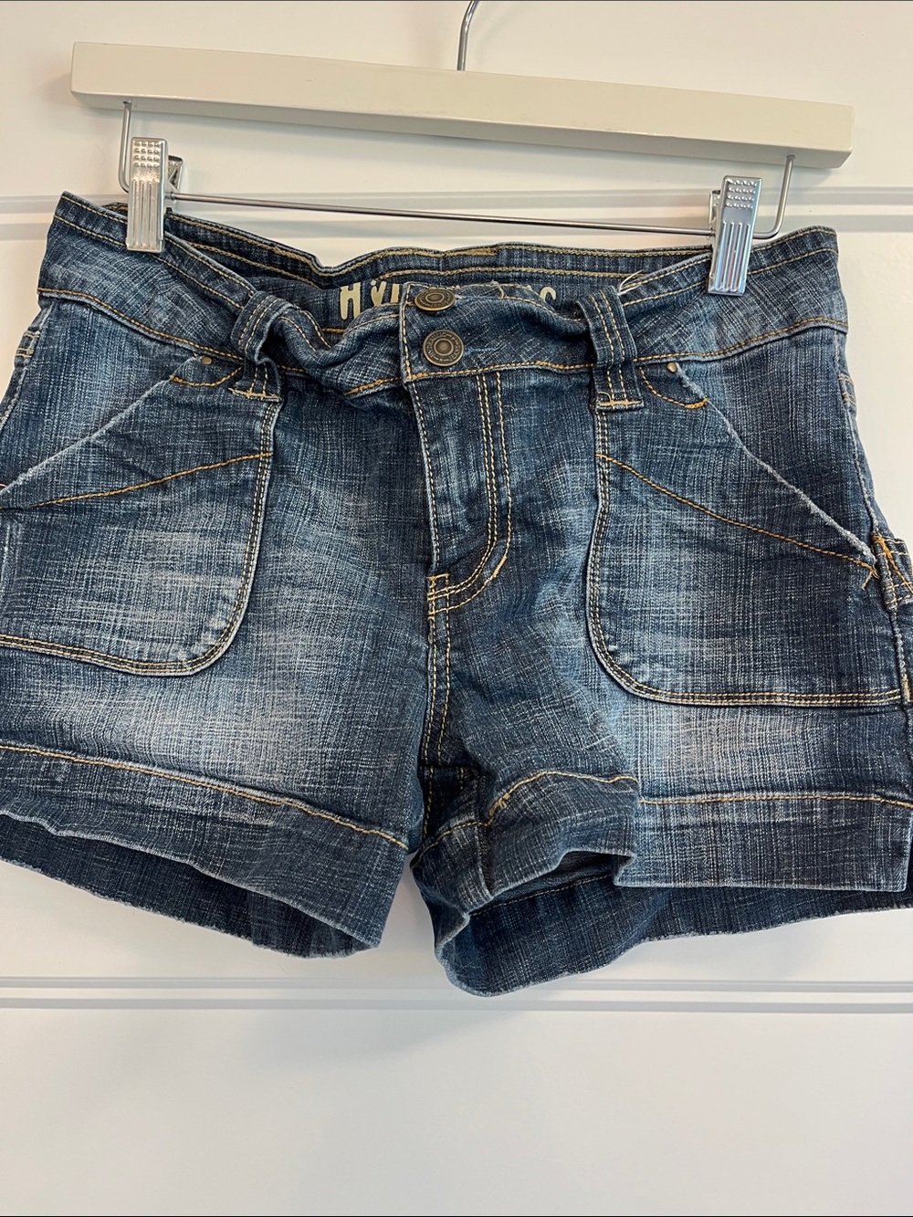 Hydraulic Blue Denim Jeans with Yellow Stitching